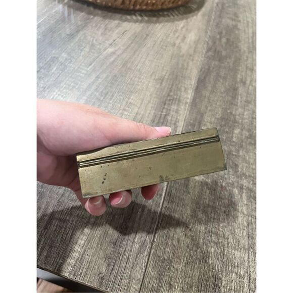 Vintage Chinese Brass Enamel Hinged Stamp Box Trinket Box - Picture 6 of 6